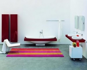 Ceramic Bathtub With Colorful Shelf