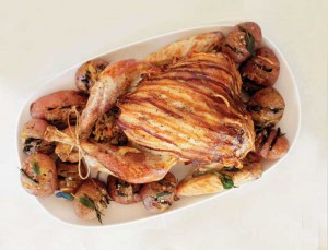 Thanksgiving Turkey with Rice, Leek and Pistachio Stuffing