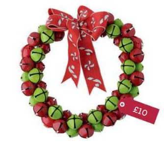red and green bell wreath
