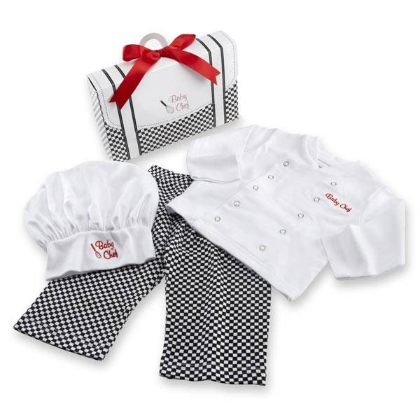 Baby Aspen Baby Chef 3 Piece Layette in Culinary Gift Box 0-6 Months White 