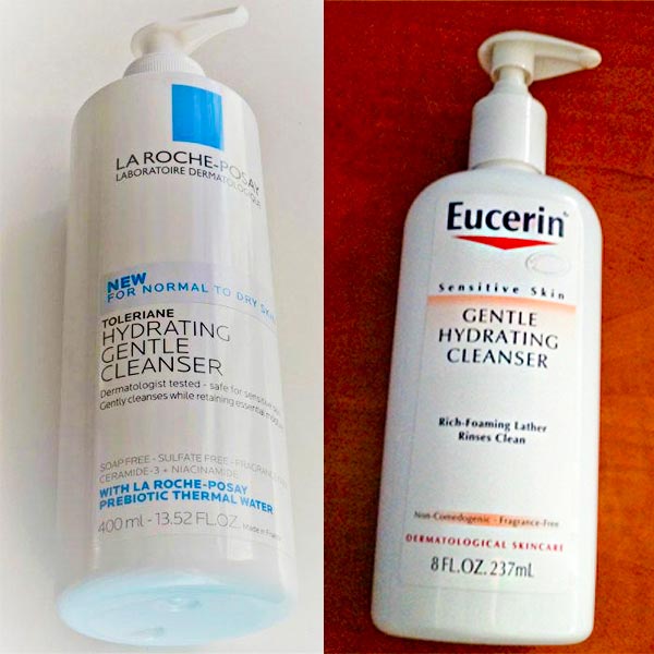 La Roche Posay Toleriane & Eucerin Hydrating Gentle Cleanser Fragrance Free