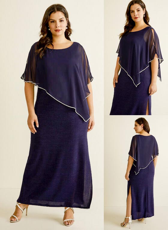 Laura Plus Size Crystal Detail Poncho Dress